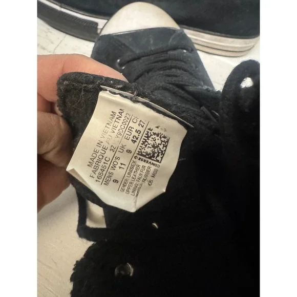 Converse Chuck Taylor All Star Hi Black Leather Faux Fur Sneaker Boots 165451C 9 - Picture 2 of 5